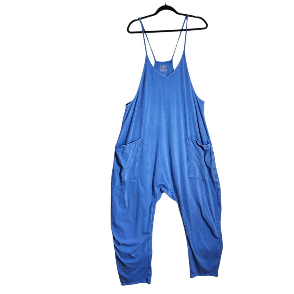 FP Movement Free People Hot Shot Jumper Blue Oversized Jumpsuit Large OB1058284